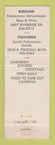 Matchbook Cover - Chow's Chinese Restaurants Burbank Pasadena CA WEAR