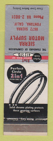 Matchbook Cover - Perfect Circle Piston Rings Fontana CA