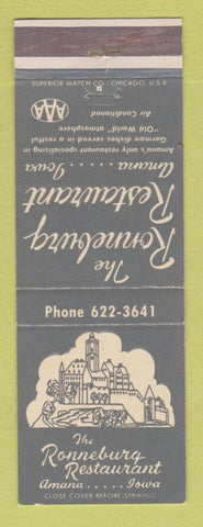 Matchbook Cover - Ronneburg Restaurant Amana IA