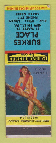 Matchbook Cover - Burkes Place New Philadelphia PA pinup