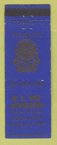 Matchbook Cover - WR Red Henderson Trucking Teamsters Union