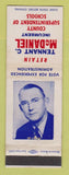 Matchbook Cover - Tennant McDaniel Superintendent Schools Solano County CA WEAR