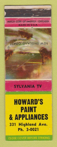 Matchbook Cover - Howard's Paint Appliances Sylvania TV Cambridge OH WORN