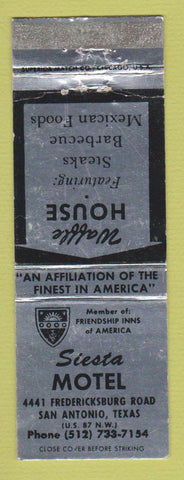 Matchbook Cover - Waffle House Siesta Motel San Antonio TX WEAR