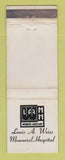 Matchbook Cover - Louis A Weiss Memorial Hospital Chicago IL WEAR