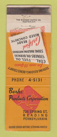 Matchbook Cover - Berks Products Cement Reading PA WEAR