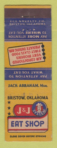 Matchbook Cover - J&J Eat Shop Bristow OK