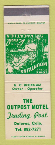 Matchbook Cover - Outpost Motel Trading Post Delores Colorado