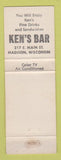 Matchbook Cover - Ken's Bar Madison WI sex joke YELLOW