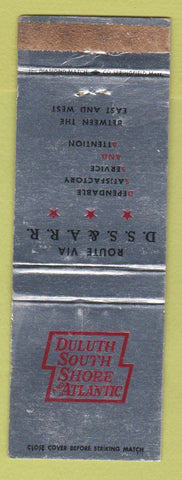 Matchbook Cover - Duluth Shore and Atlantic Railroad WORN