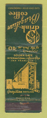 Matchbook Cover - Golden Gate Expo San Francisco CA 1939 Brazil Coffee WORN