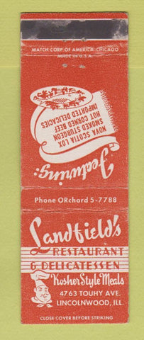 Matchbook Cover - Landfield's Restaurant Deli Lincolnwood IL