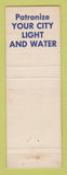 Matchbook Cover - Your City Light Water Board Poplar Bluff MO