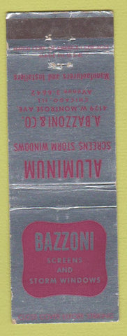 Matchbook Cover - Bazzoni Screens Storm Windows Chicago IL