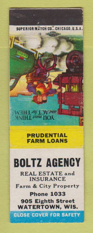 Matchbook Cover - Boltz Insurance Real Estate Watertown WI