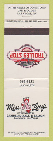 Matchbook Cover - Trolley Stop Casino Las Vegas NV Miss Lucy's girlie