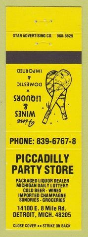Matchbook Cover - Piccadilly Party Store Liquor Detroit MI