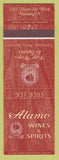 Matchbook Cover - Alamo Wine Liquor Alamo CA