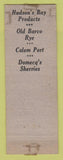 Matchbook Cover - Barry Liquor Boston MA TAPED WORN Hudson's Bay Old Barco Rye
