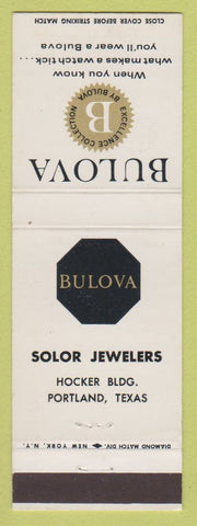 Matchbook Cover - Bulova Watches Solor Jewelry Portland TX