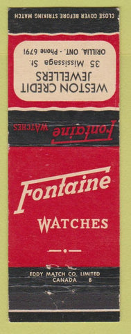 Matchbook Cover - Fontaine Watches Weston Jewelry Orillia ON WEAR