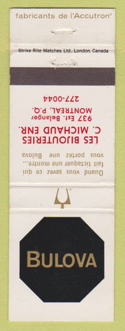 Matchbook Cover - Bulova Watches Les Bijouteries Montreal QC WEAR