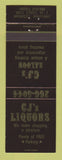 Matchbook Cover - CJ's Liquors Saloon Annapolis MD