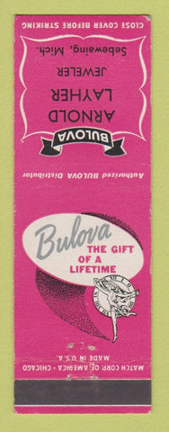 Matchbook Cover - Bulova Watches Arnold Layher Jewelry Sebewaing MI