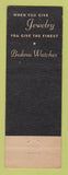 Matchbook Cover - Bulova Watches Arnold Layher Jewelry Sebewaing MI