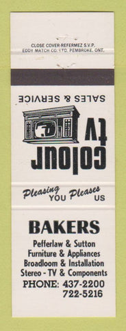 Matchbook Cover - Bakers Furniture TV Canada