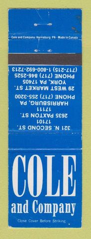 Matchbook Cover - Cole and Company Harrisburg York PA Furniture WEAR