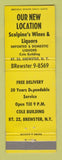 Matchbook Cover - Scolpino's Wines Liqors Brewster NY WORN BACK