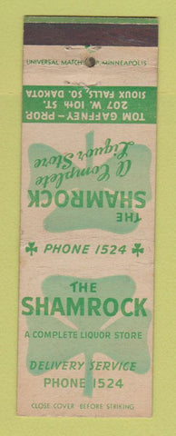 Matchbook Cover - Shamrock Liquor Store Sioux Falls SD WORN BACK