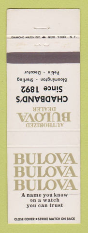 Matchbook Cover - Bulova Watches Chadband's Bloomington Sterling Pekin IL