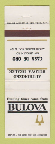 Matchbook Cover - Bulova Watches Casa De Oro Miami Beach FL