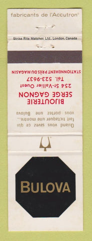 Matchbook Cover - Bulova Watches Bijouterie Serge Ganon Quebec QC WEAR