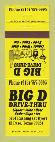 Matchbook Cover - Big D Drive Thru Liquor El Paso TX