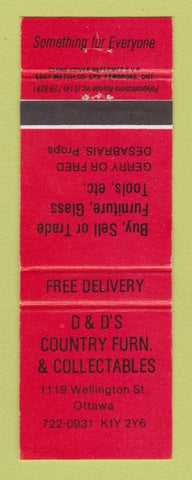 Matchbook Cover - D&D's Country Furniture Ottawa ON