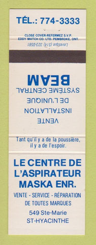 Matchbook Cover - Le Centre De L'Aspirateur Maska ST Hyacinthe QC
