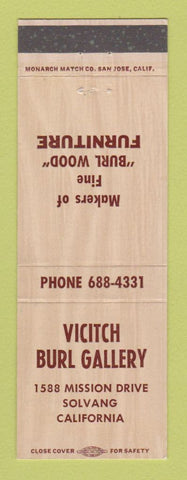 Matchbook Cover - Vicitch Burl Gallery Furniture Solvang CA