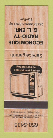 Matchbook Cover - Economique Radio TV Ste Foy QC