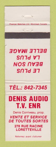 Matchbook Cover - Denis Audio TV Loretteville QC WEAR