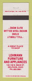 Matchbook Cover - Lehmann Furniture Appliances Delphos OH