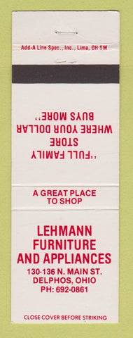 Matchbook Cover - Lehmann Furniture Appliances Delphos OH