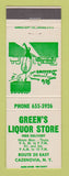 Matchbook Cover - Green's Liquor Store Cazenovia NY