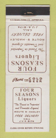 Matchbook Cover - Four Seasons Liquor Hadley MA WORN BACK