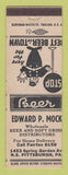Matchbook Cover - Edward Mock Beer Distributor Pittsburgh PA WHITE