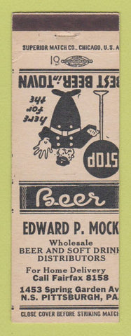 Matchbook Cover - Edward Mock Beer Distributor Pittsburgh PA WHITE