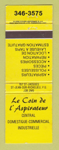 Matchbook Cover - Le Coin De l Aspirateur St Jean Sur Richelieu QC WEAR
