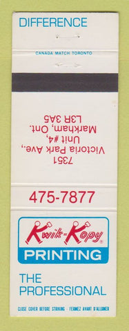 Matchbook Cover - Kwik Kopy Printing Markham ON